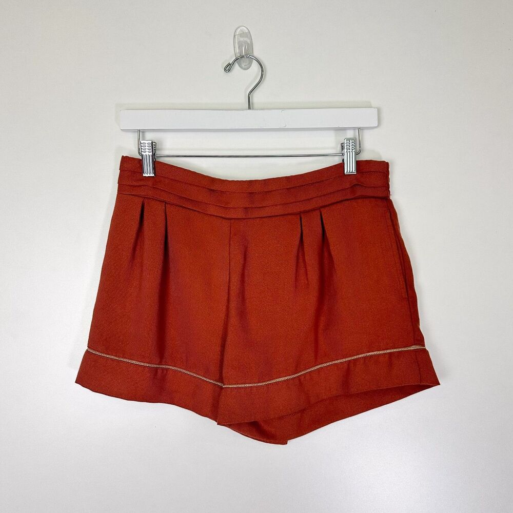 Anthropologie bishop + young Women's Rust color pleated front Shorts Sz Small